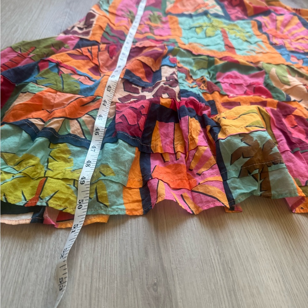 FARM Rio Tropical Collage Midi Square Neck Womens Dress Size L large Colorful - Picture 13 of 16